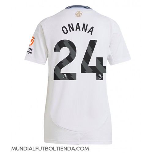 Camiseta Aston Villa Amadou Onana #24 Segunda Equipación Replica 2024-25 para mujer mangas cortas